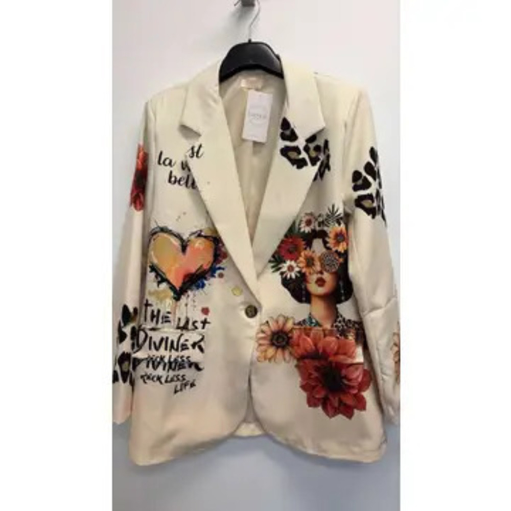 L902 Loowie Pop Art "Frida" Print Blazer One Size